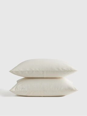 NWT QUINCE Organic Brushed Cotton Sham Set Standard Ivory 7735